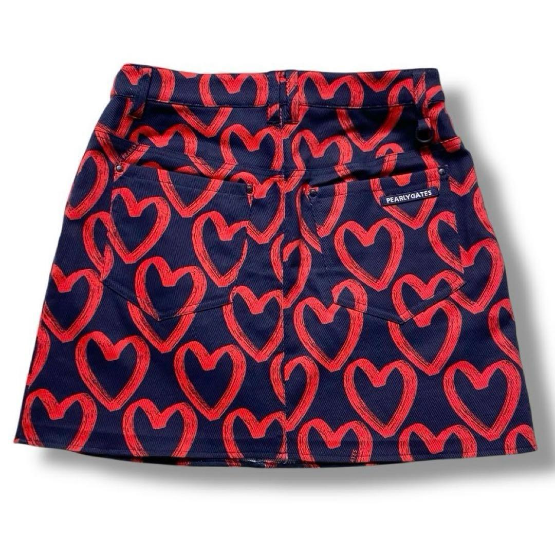 美品 パーリーゲイツ ハート 総柄 スカート ミニ ゴルフウェア スポーツ 人気
