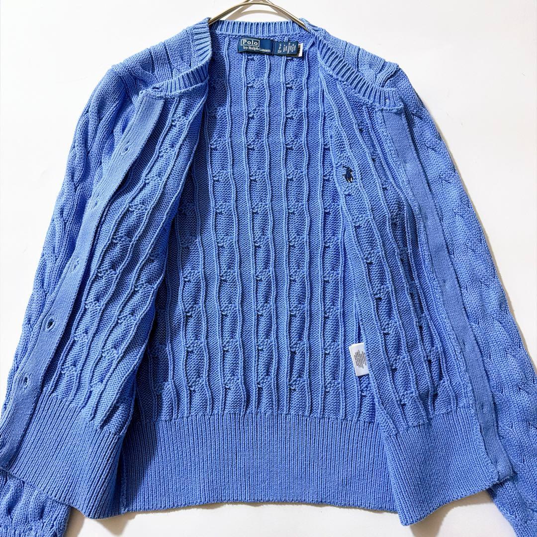 24年製✨ポロラルフローレン ケーブルニットコットンクルーネックカーディガン S