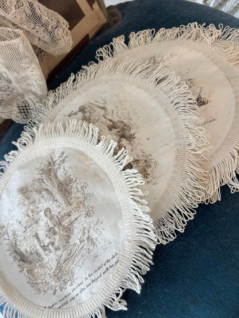 アンティーク雑貨 Victorian Printed Cotton Mats Set 4