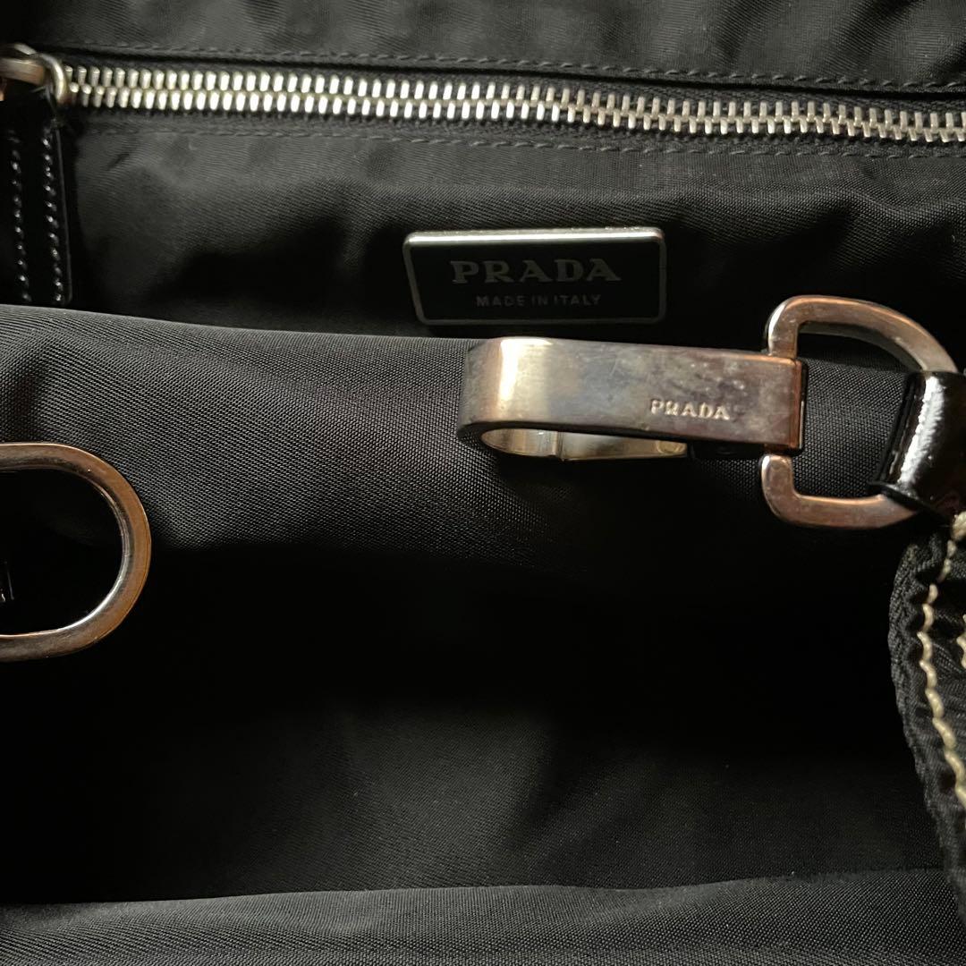 PRADA プラダ ボストンバック ハンドバッグbag 黒 エナメル