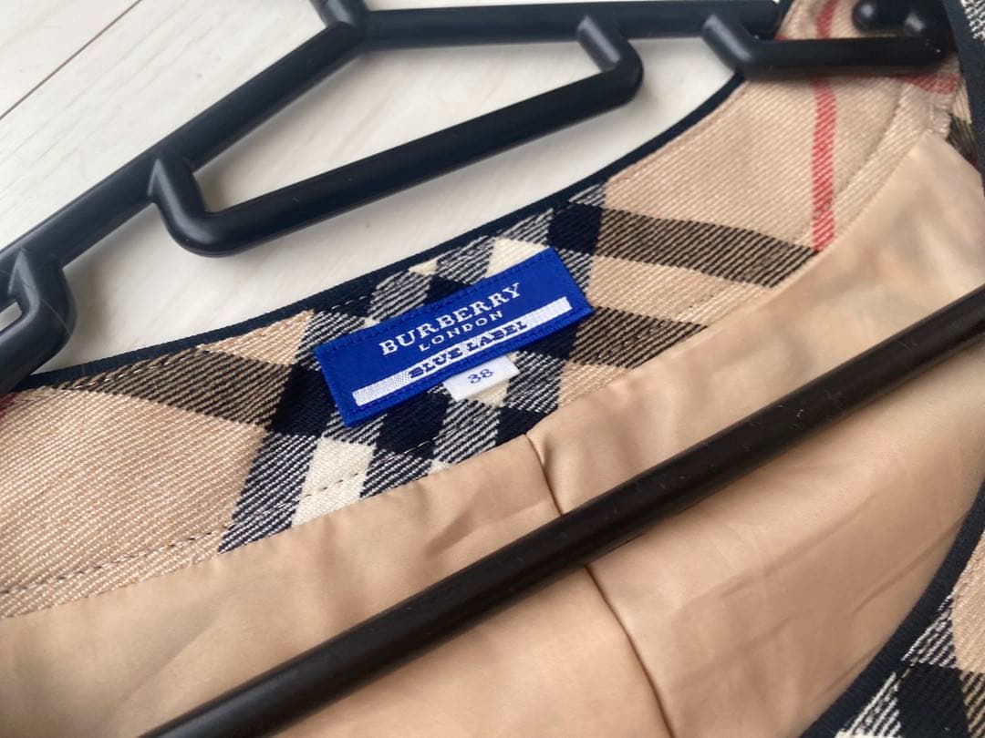 希少 バーバリー・ブルーレーベル ノバチェック美ラインワンピース 38