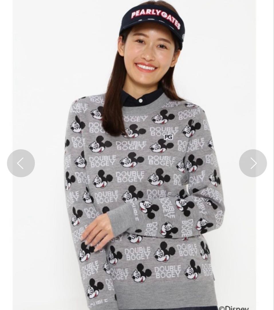 【パーリーゲイツ】ミッキーDOUBLE BOGEY クルーネックニットサイズ1