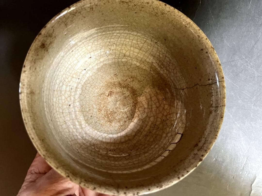茶碗■古刷毛目 時代物碗 ぐい呑み 白釉 古いお茶道具 古美術 時代物 骨董品■