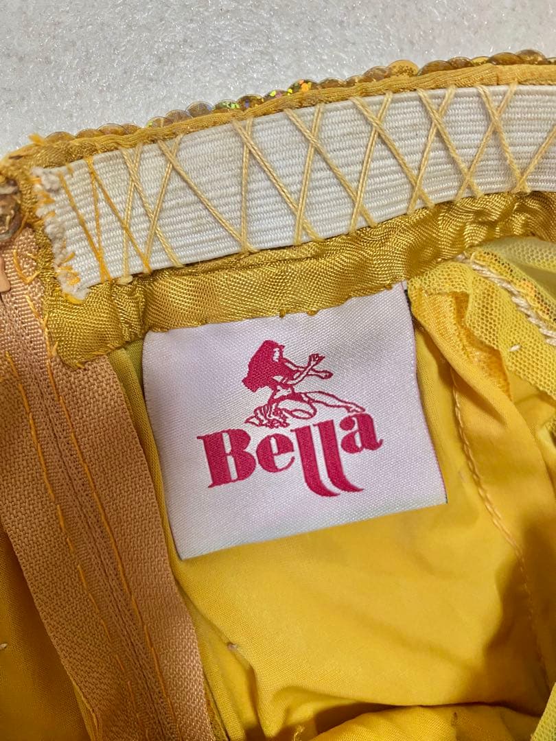 ベリーダンス衣装 ベラ（Bella） ゴールド×黄緑花柄