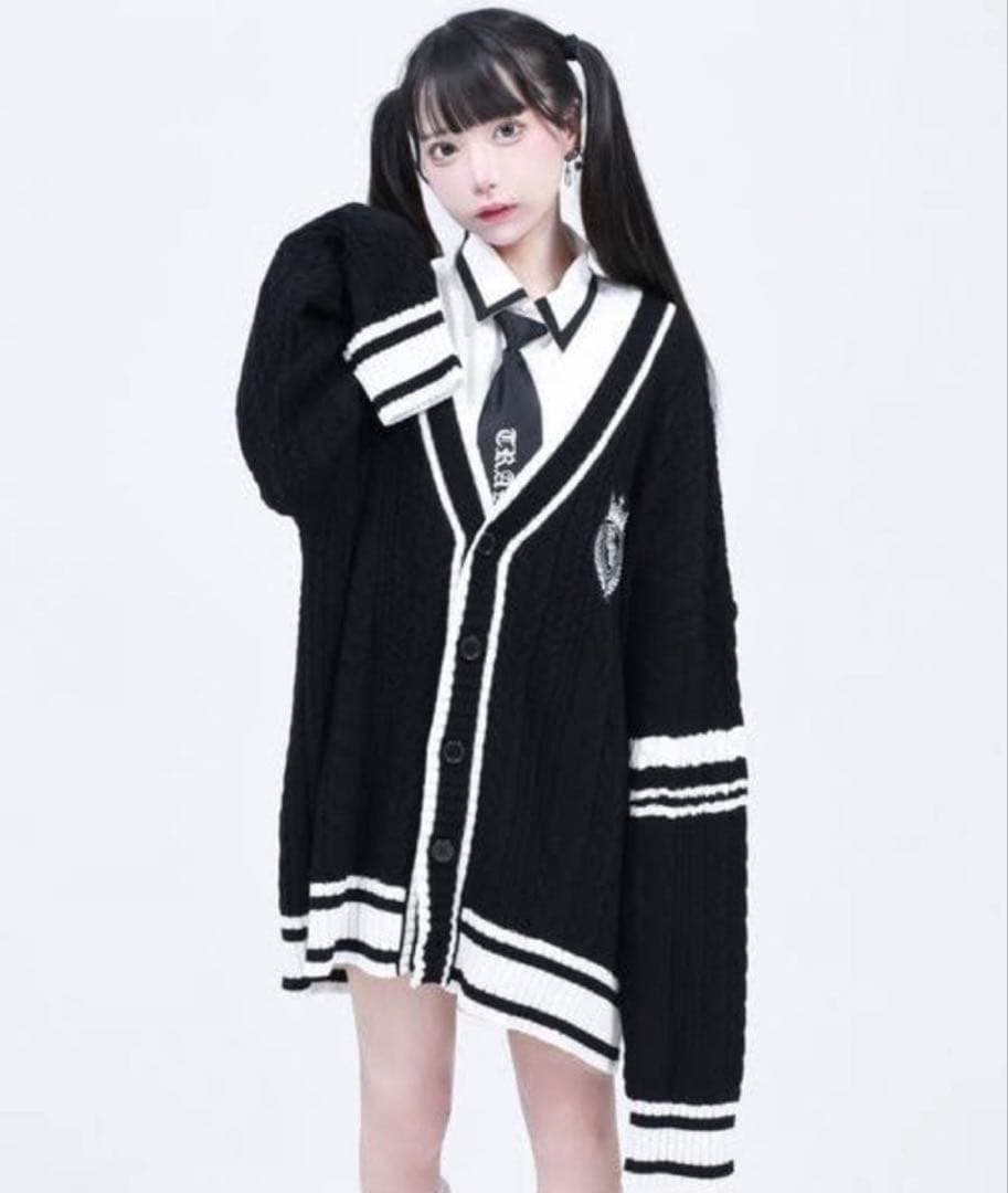 トラバストーキョー ブラックニットカーディガン