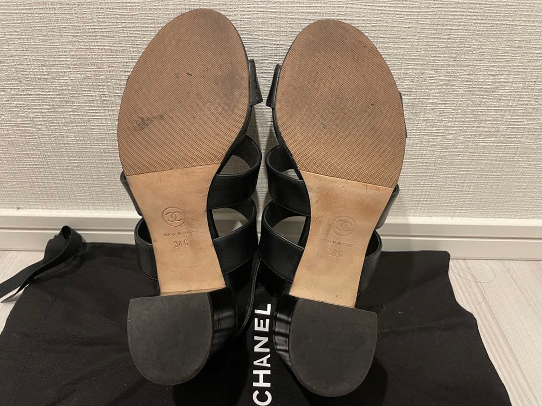 【美品】CHANEL ターンロックサンダル ヒール7cm