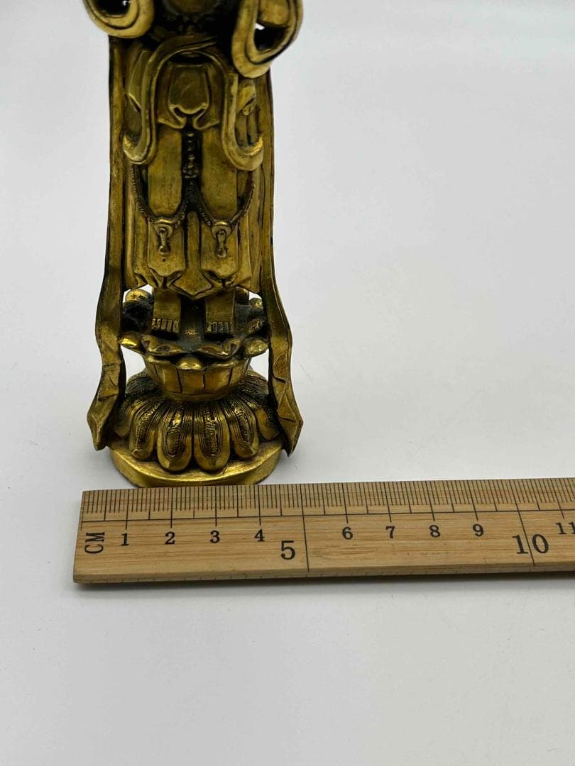 北魏時代 金銅観音菩薩立像　神鳥宝珠真珠紋 金銅仏铜鎏金 唐物(B-104 ①)