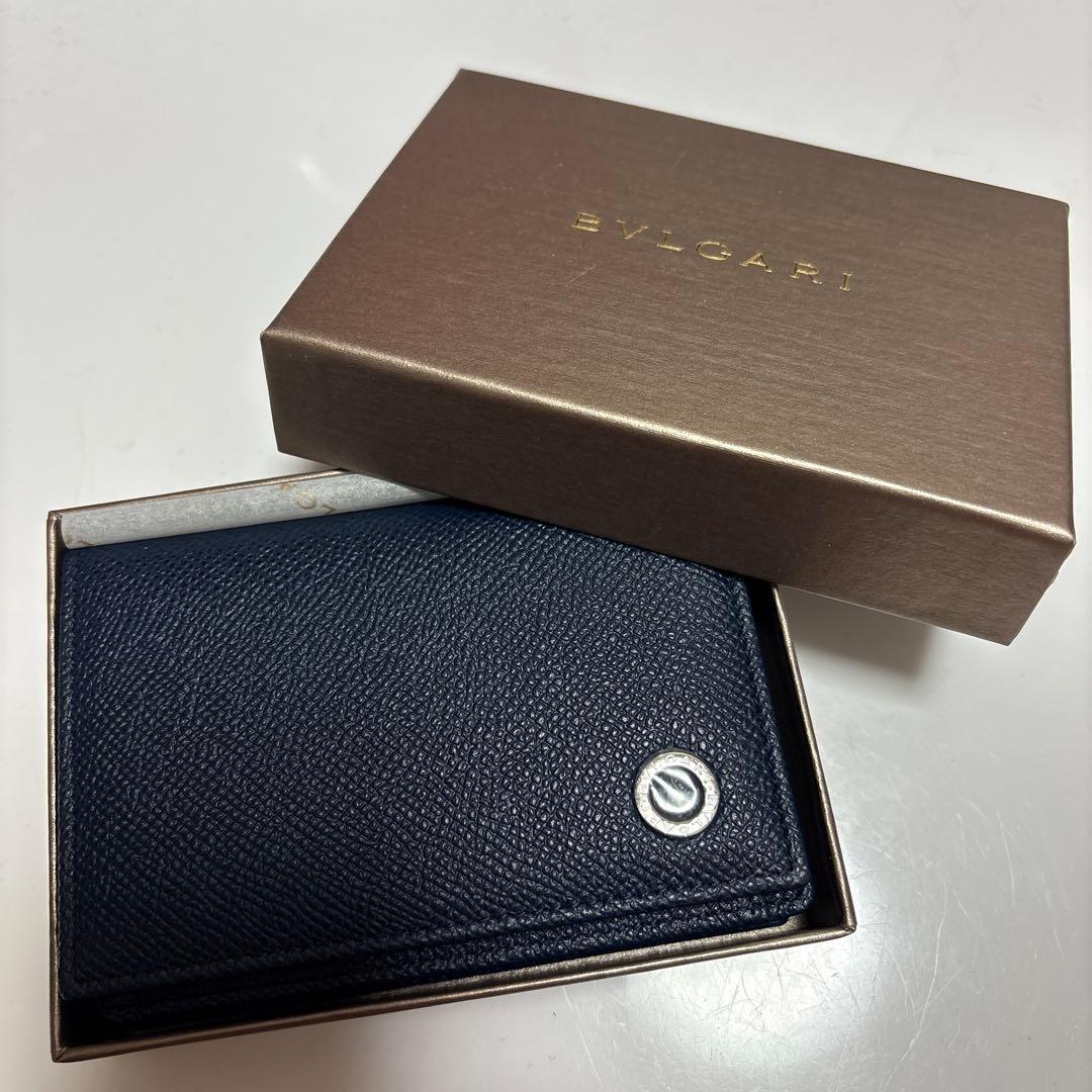 BVLGARI ネイビー レザー 名刺入れ