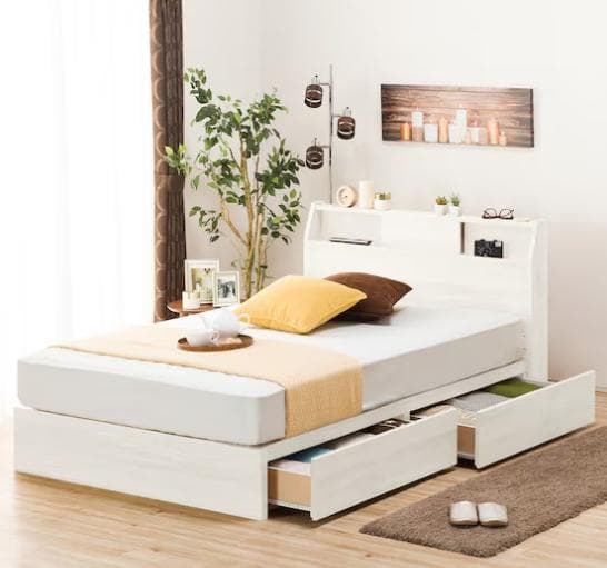 … ニトリ ダブルサイズベッドフレーム アザン3 浅型 収納付き