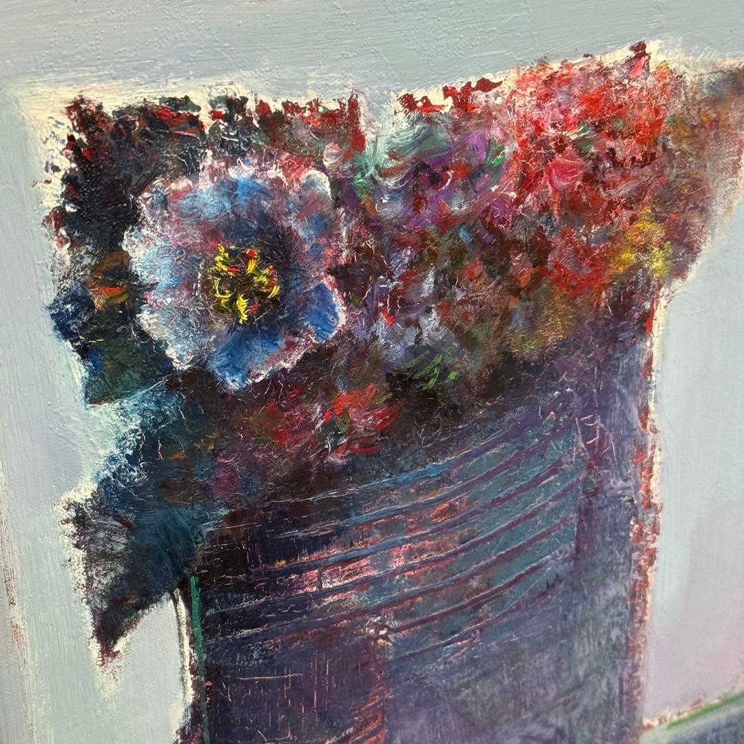 H110KZ16b 真作保証 堀川素弘 花 油彩画 F６号 額装