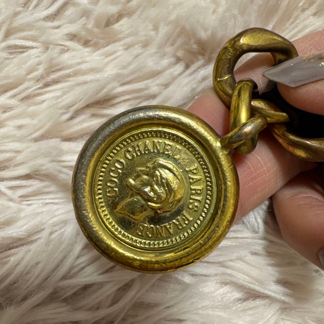 CHANEL シャネル 黒×ゴールド レザーチェーンベルト ヴィンテージ