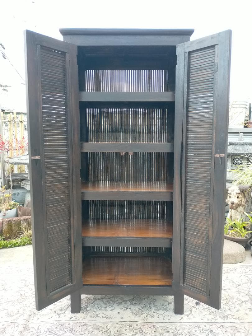 (配送/設置込み) チーク材☆バンブーキャビネット☆南国リゾート☆竹家具☆無垢材