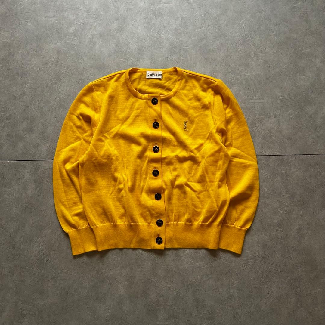 トップス retro Yves Saint Laurent cardigan yellow
