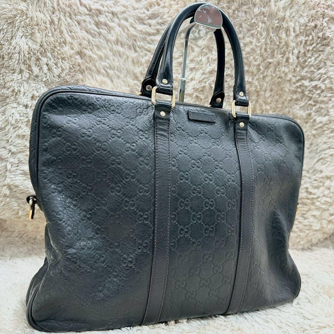 【美品】GUCCI グッチ シマ ビジネスバッグ レザー GG ブリーフケース