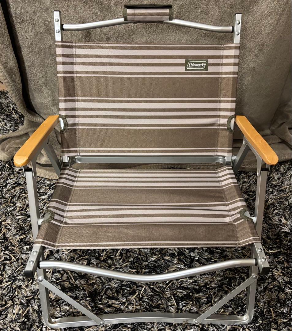 2台セット：コールマンファイヤープレイスフォールディングチェア オリーブボーダー