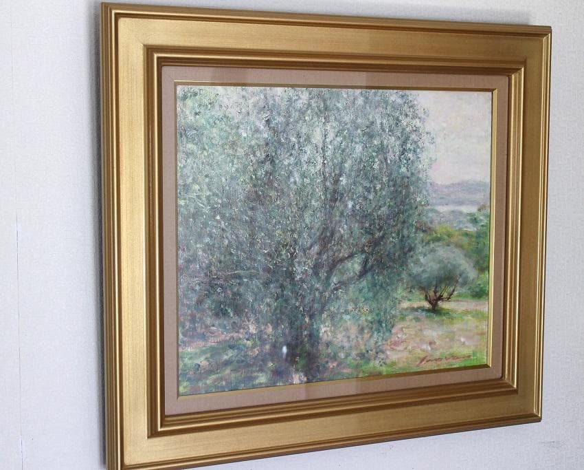 井上　司「オリーブの木と海 」油彩　F8