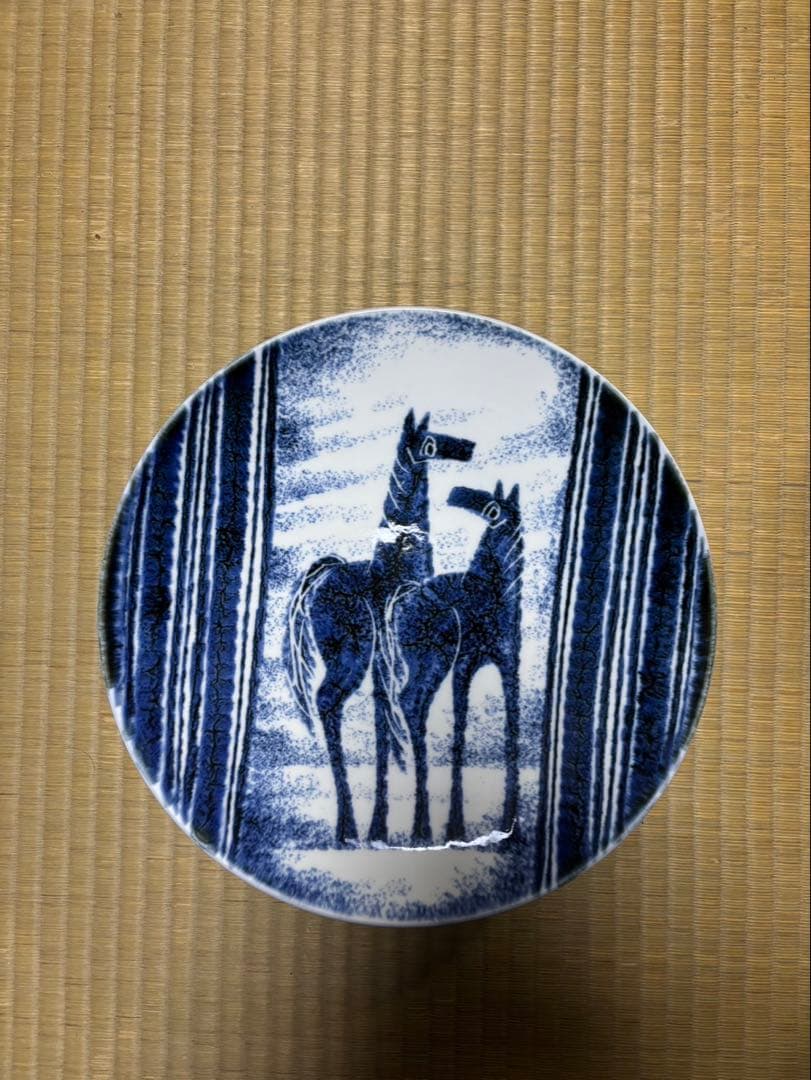 砥部焼 梅山窯 尺一寸大皿（馬絵）