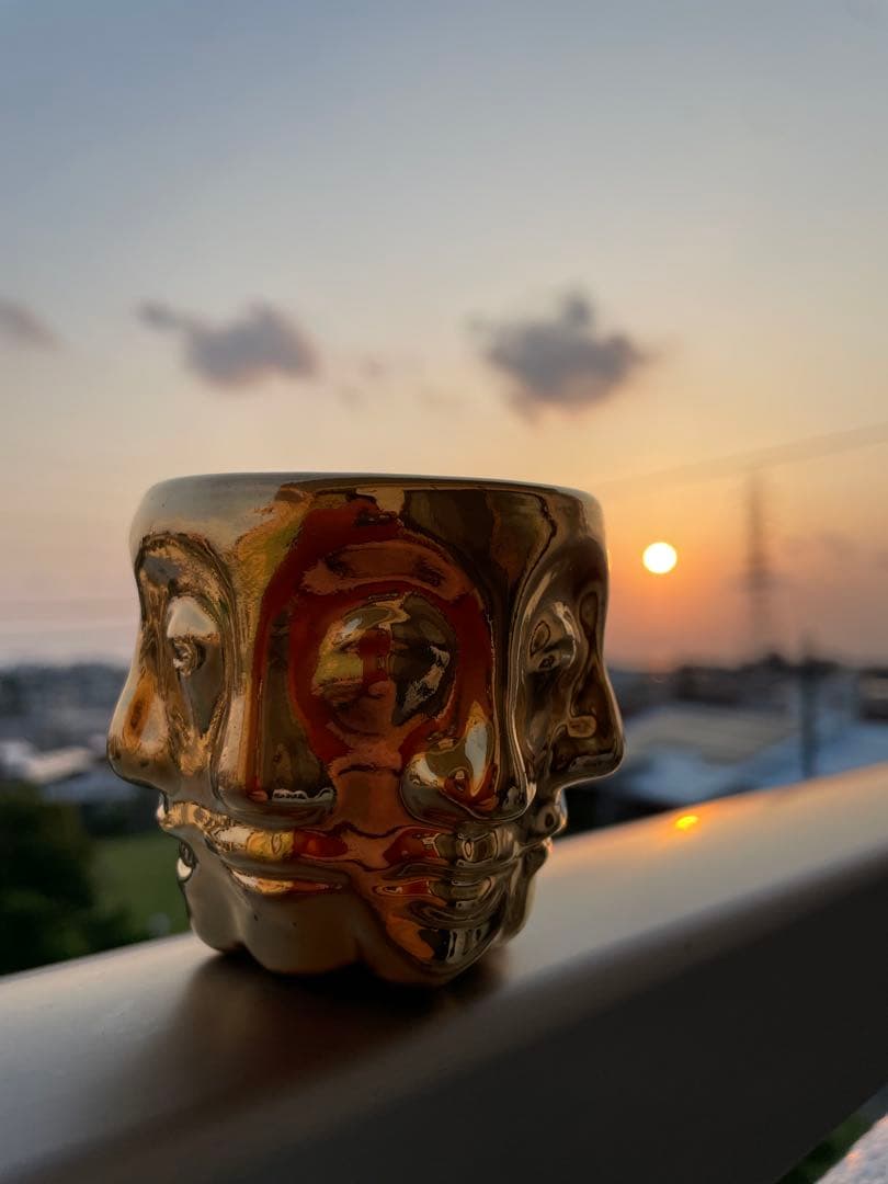 明日の朝まで特別価格。今村能章作　金色グラス専用ケース付き