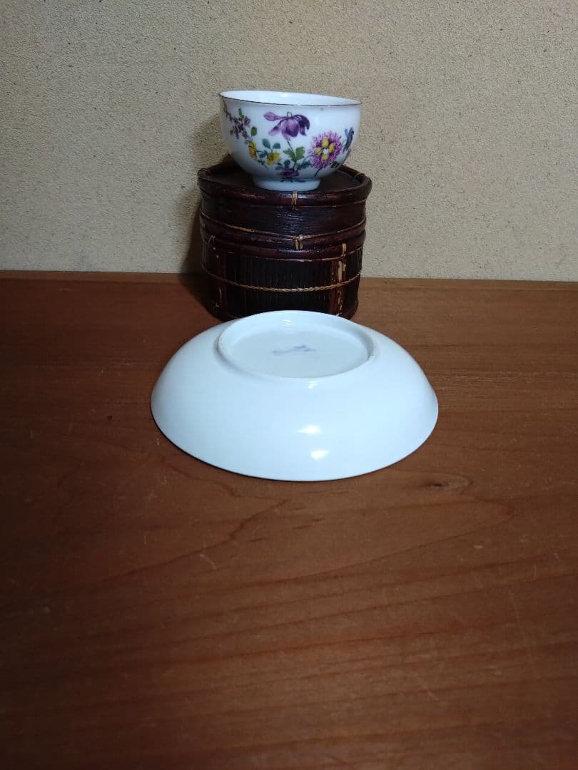 18世紀 オールドマイセン 色絵 花紋 カップ＆ソーサー 音色抜群