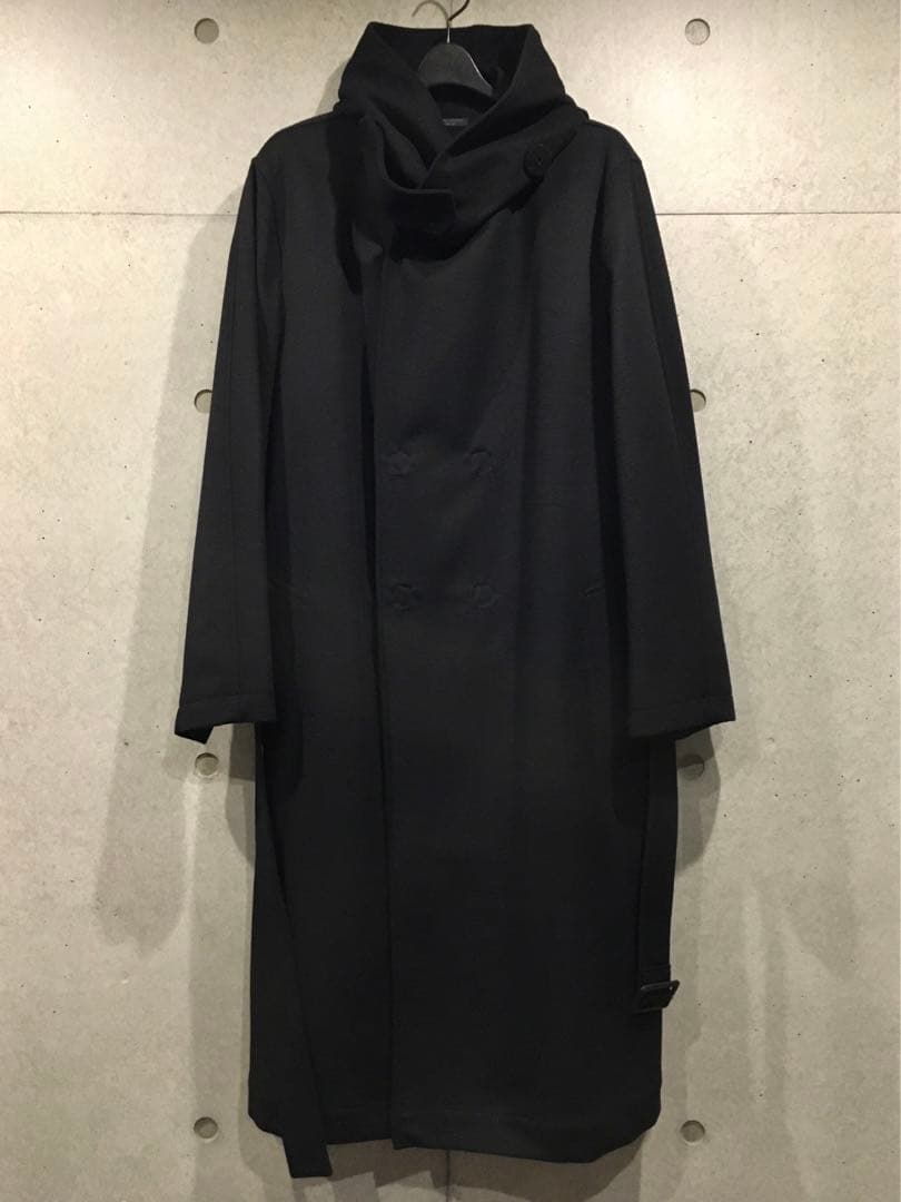 Yohji Yamamoto POUR HOMME 黒フード付コート