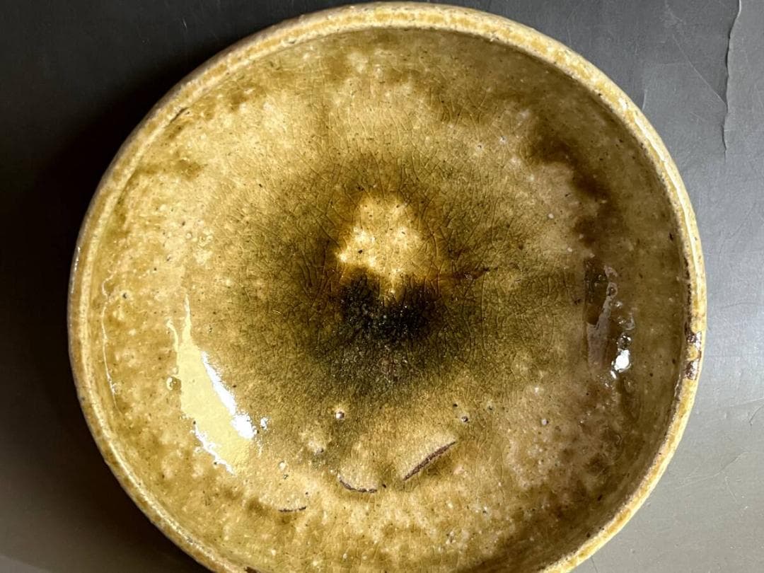 鉢■古瀬戸自然釉浅鉢 緑釉薬 菓子鉢 土物皿 料理鉢 古美術 時代物 骨董品■