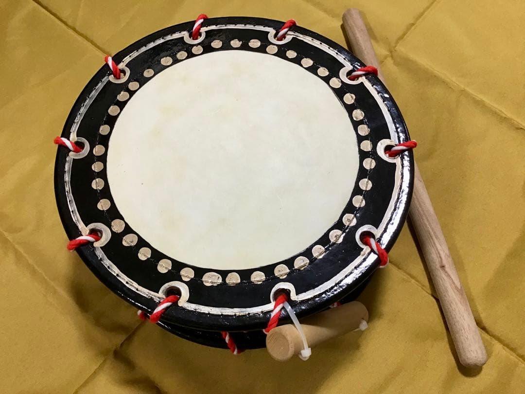 沖縄 エイサー 締め太鼓(大)直径30cm＋バチ 新城工作所