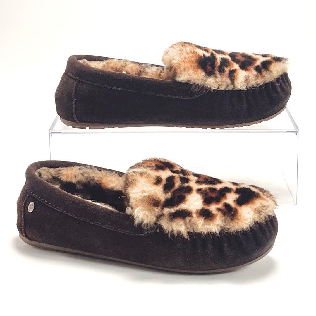 最終価格 別注 EMU エミュ レオパード ファー モカシン スリッポン