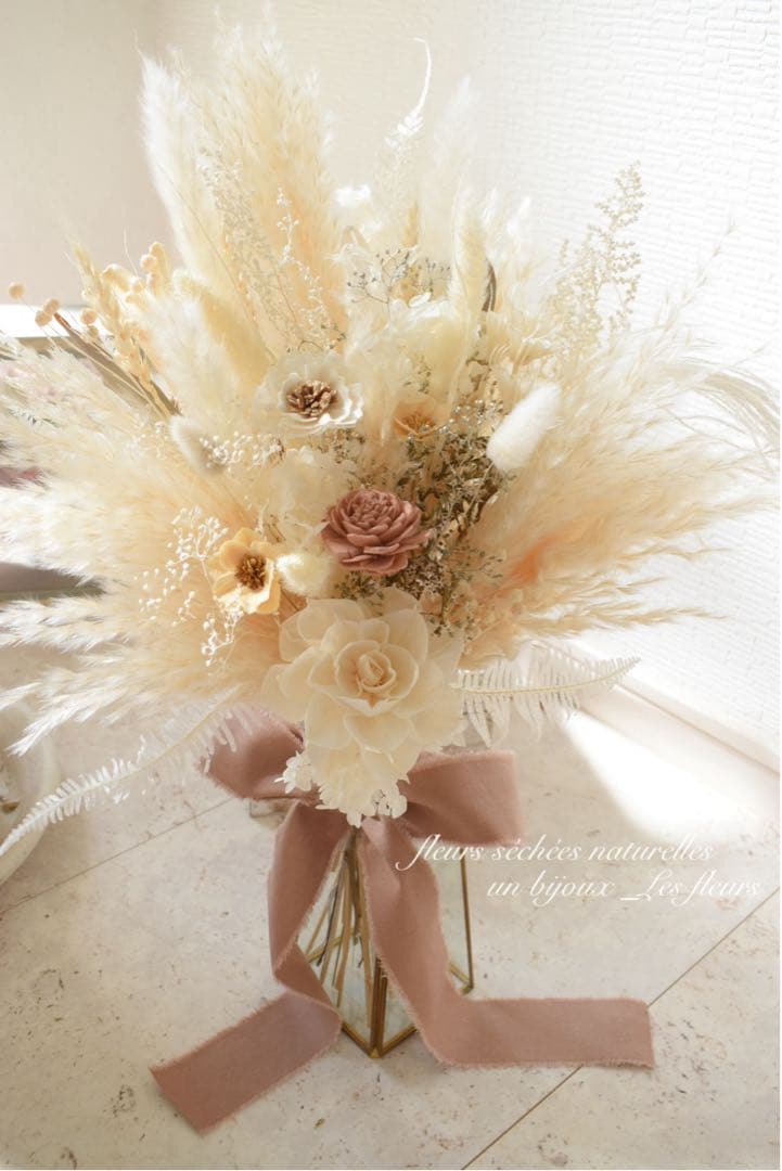 ドライフラワーブーケ bouquet rose poudré ウエディング前撮り