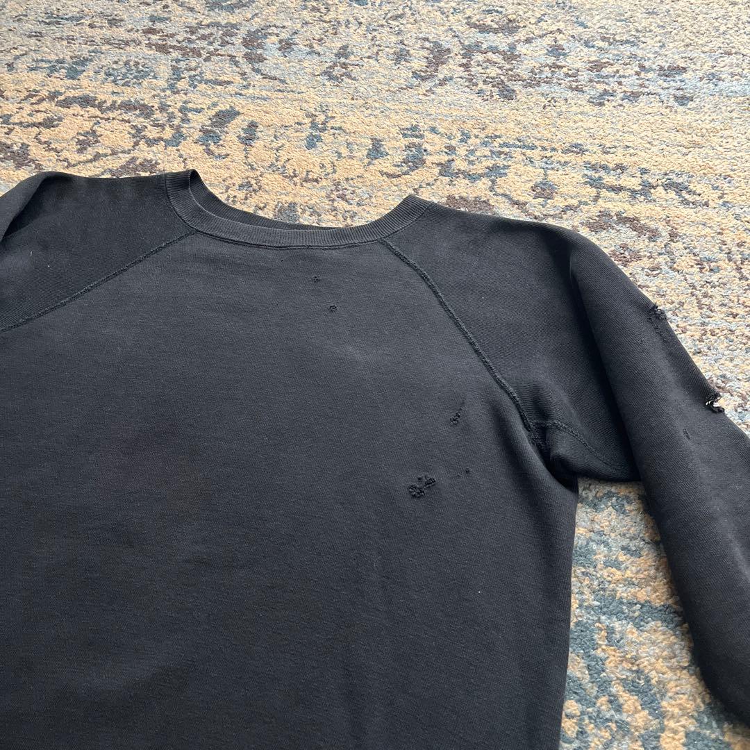 60s スウェット ブラック フロッキー カレッジ プリント 検 50s 40s