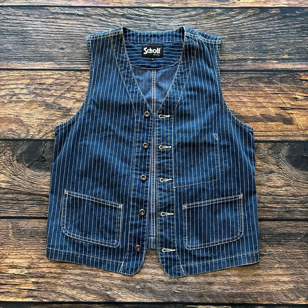 トップス Schott / denim hickory work vest