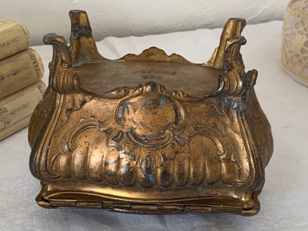 フランスアンティーク　ジュエリーケース　脚付　ブロカント