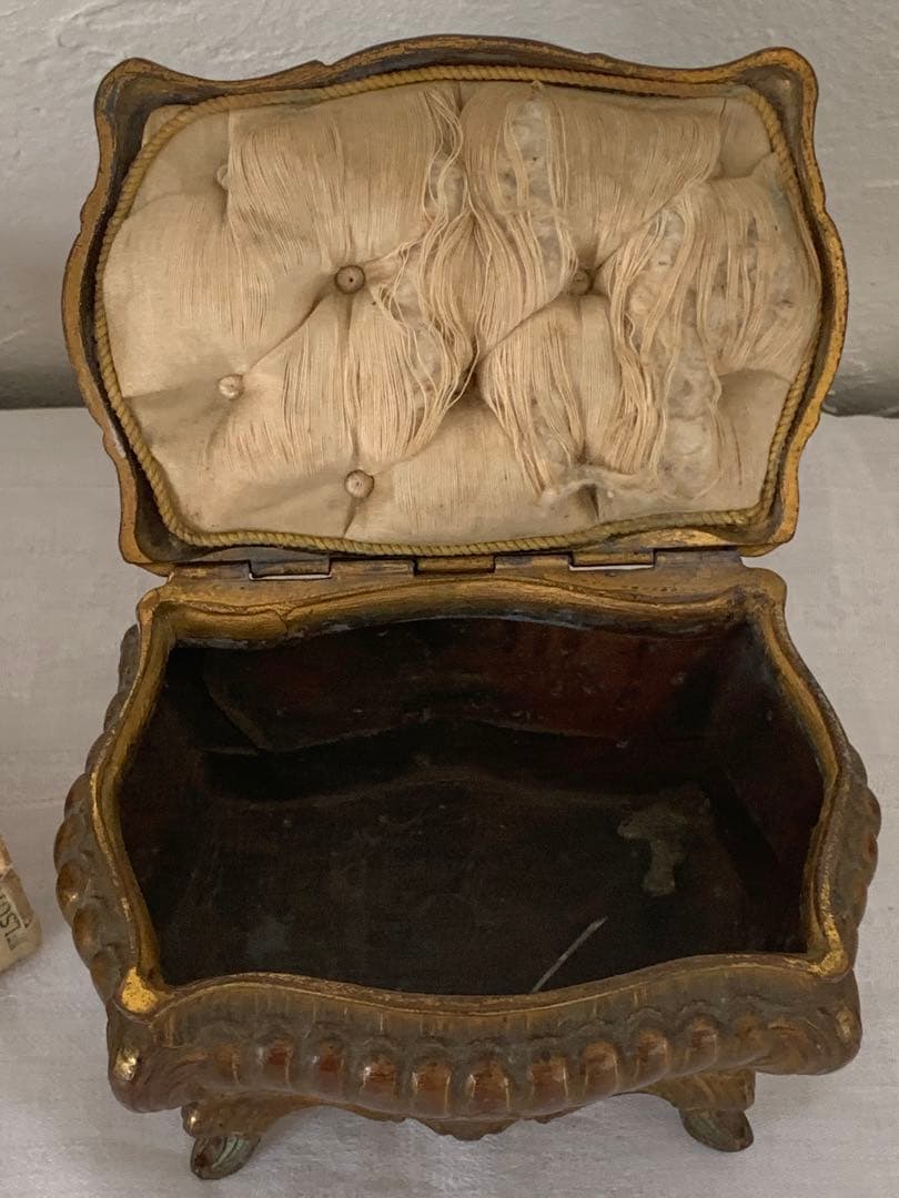 フランスアンティーク　ジュエリーケース　脚付　ブロカント