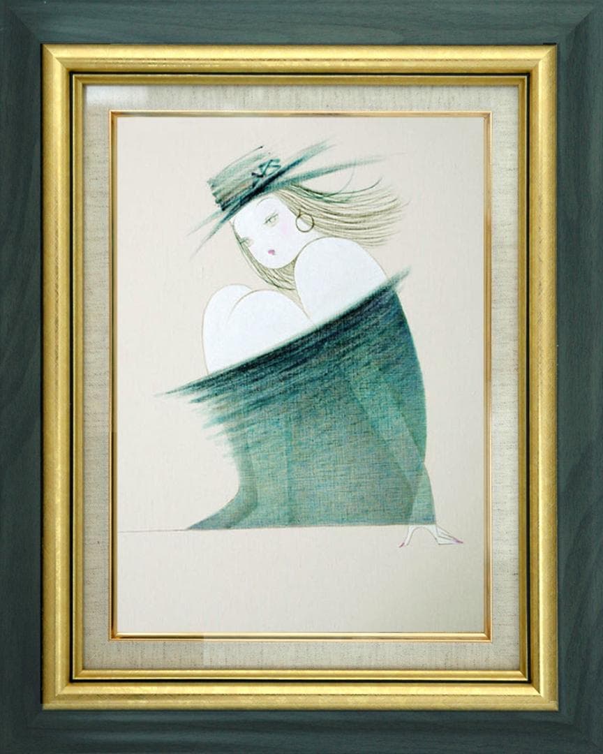 油絵 絵 絵画 インテリア 額付(白) F6-080114 人物 女性像