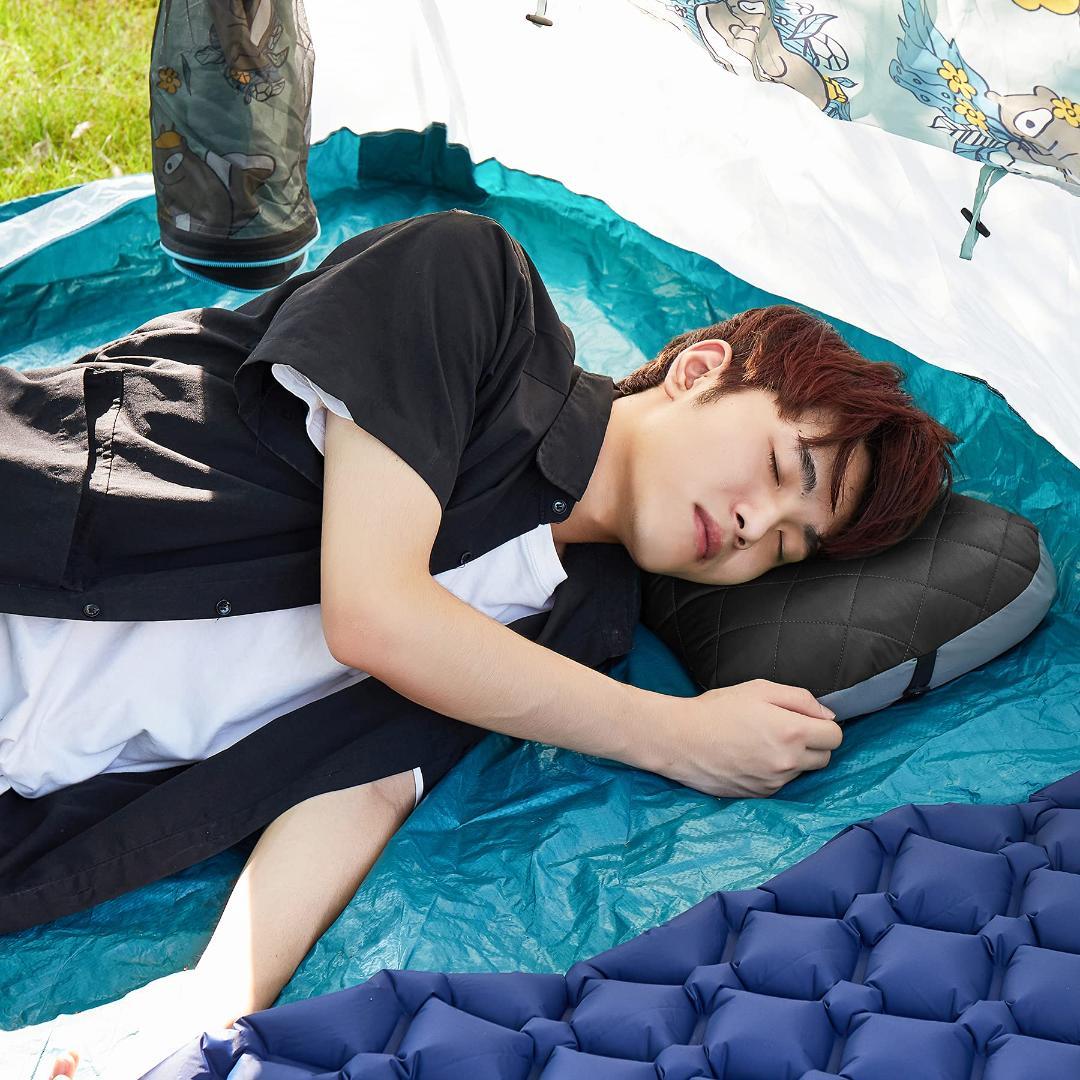 エアピロー キャンプ枕 黒 超軽量コンパクト カバー付き