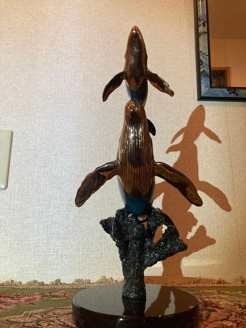 【美品・作品保証書有り】クリスチャン・リース・ラッセン　クジラの彫刻