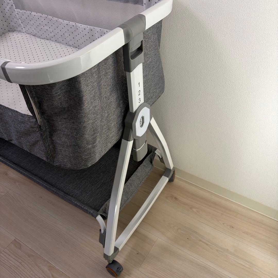 蚊帳付きベビーベッド　グレー　添い寝可能