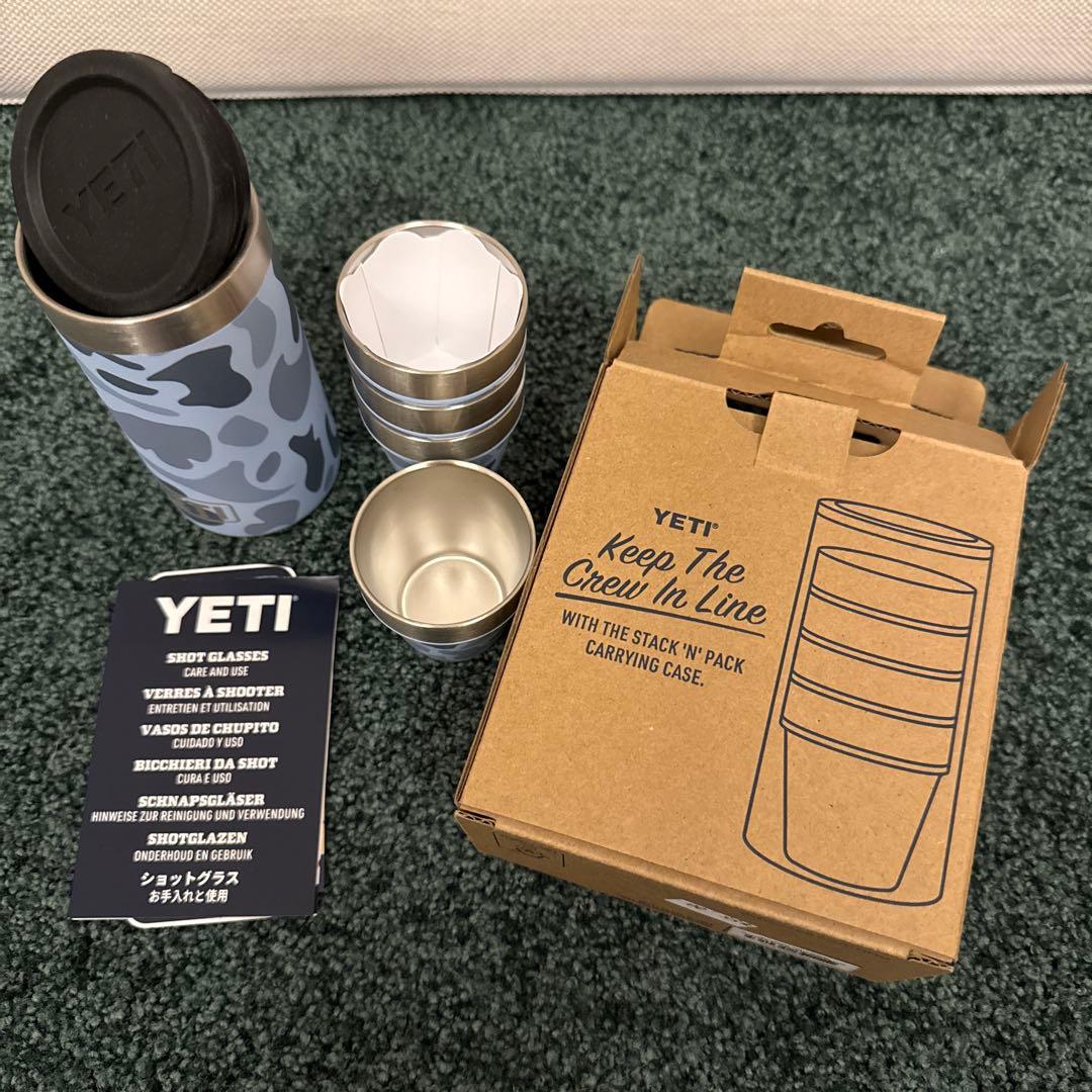 YETI ショットグラス 4個セット 迷彩 CAMO & ゴールド ステンレス
