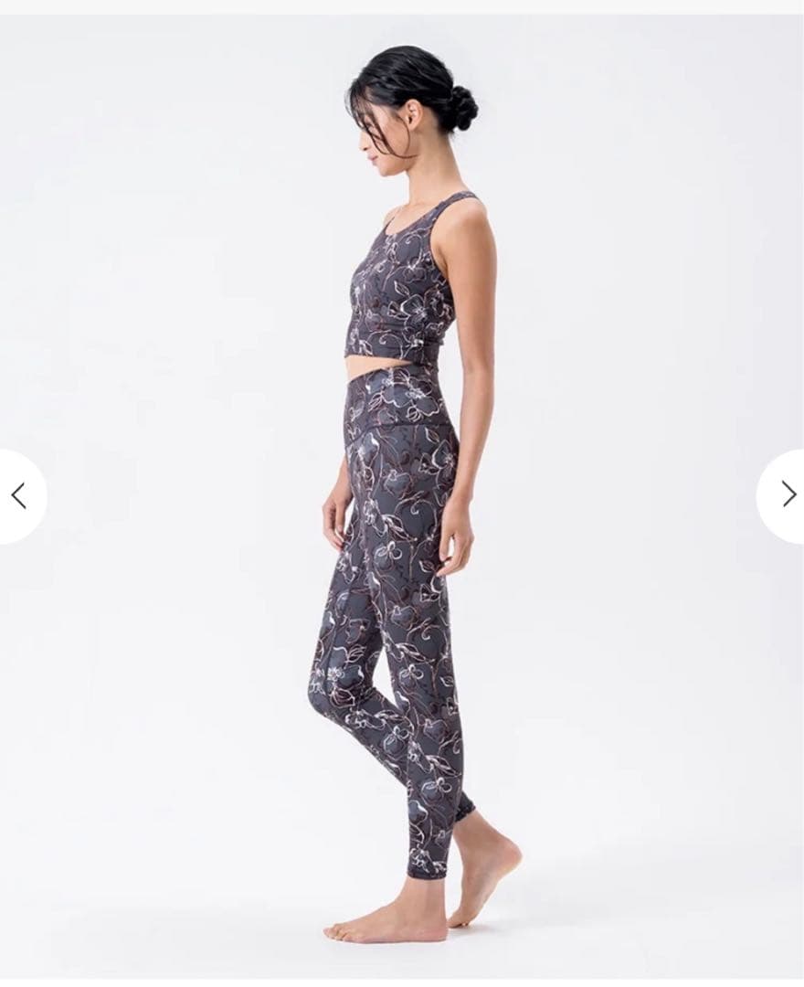 SUKALAフラワープリントヨガウェアセット ダークグレー　L size