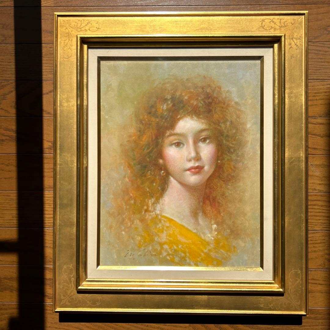 絵画　油彩画　少女　進徹　「黄色いブラウス」