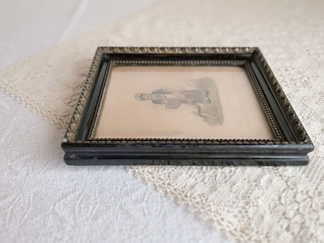 * antique picture ❀* 女の子とワンちゃんのいる 版画プリント