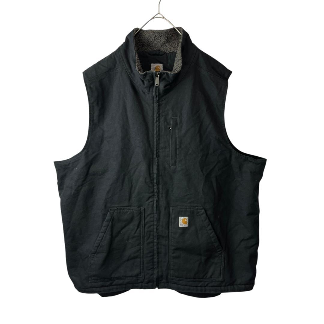 古着 カーハート ボア裏地 ダックベスト 黒 ブラック 超ビッグサイズ 3XL