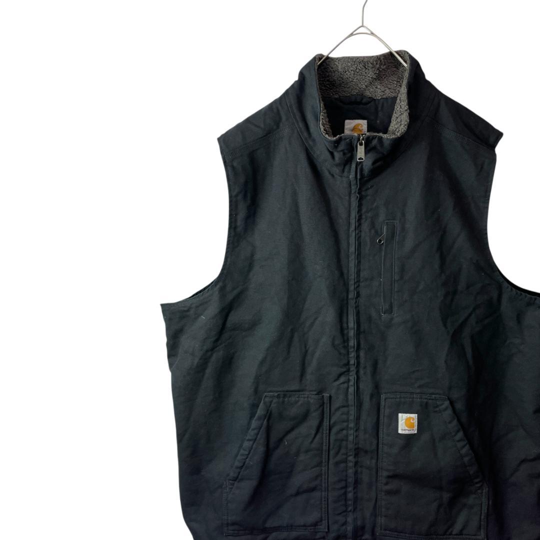 古着 カーハート ボア裏地 ダックベスト 黒 ブラック 超ビッグサイズ 3XL