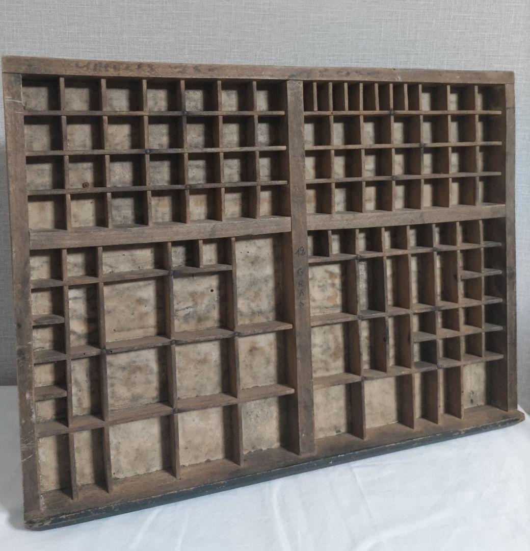 古い　木製 プリンタートレイ　アンティーク 　海外　トレー　ディスプレイ棚