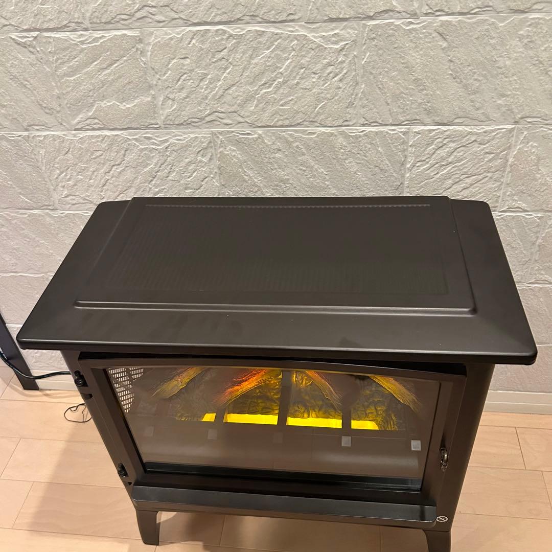 【極美品】QVCジャパン 暖炉型ヒーター ファンヒーター 電気ストーブ 黒