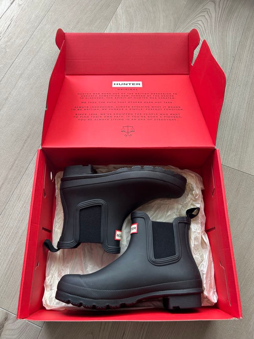 HUNTER レディースレインシューズ チェルシーブーツ　ブラック　24cm