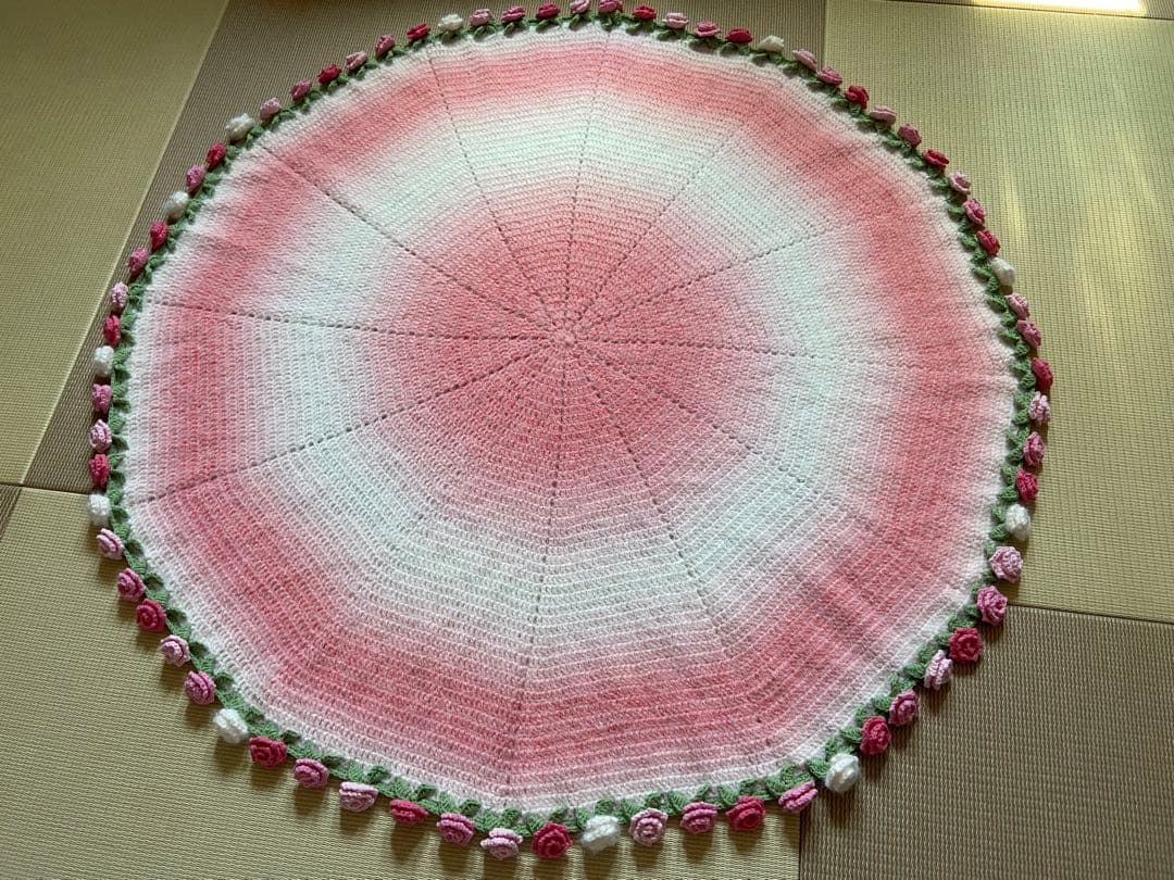 バラの花束ブランケット直径110cm，72本の大きなバラ，ストール