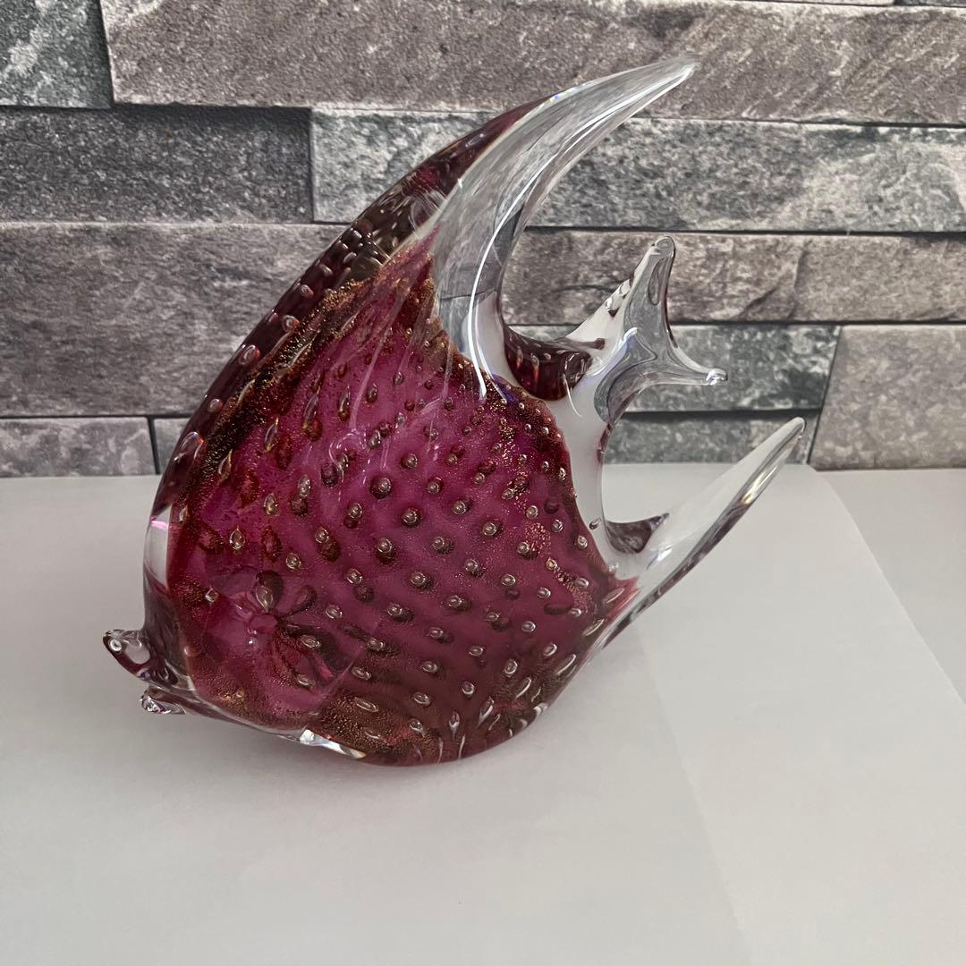 ヴェネチアングラス　ムラーノ　ガラス置物　硝子細工　魚　エンゼルフィッシュ