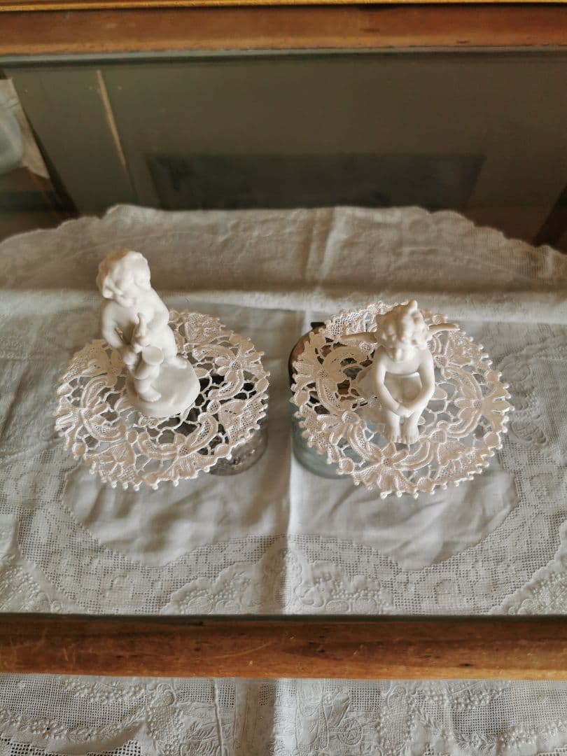 アンティーク ポワンドヴェニス カーネーション＆フラワープチドイリー ２枚セット