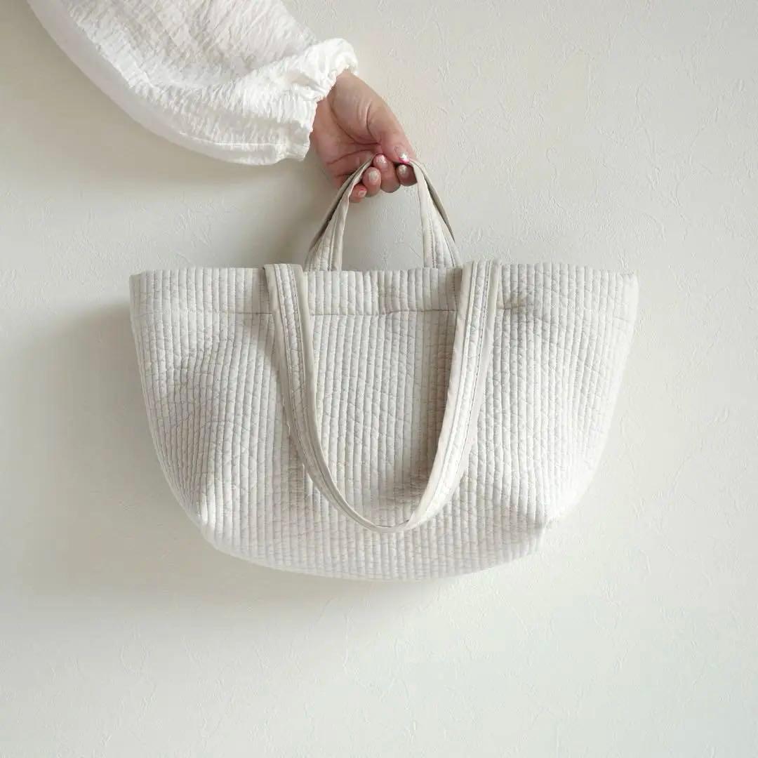 ヌビバッグ◎グレージュ　ダブルハンドル　マザーズバッグ　サブバッグ　GARDEN