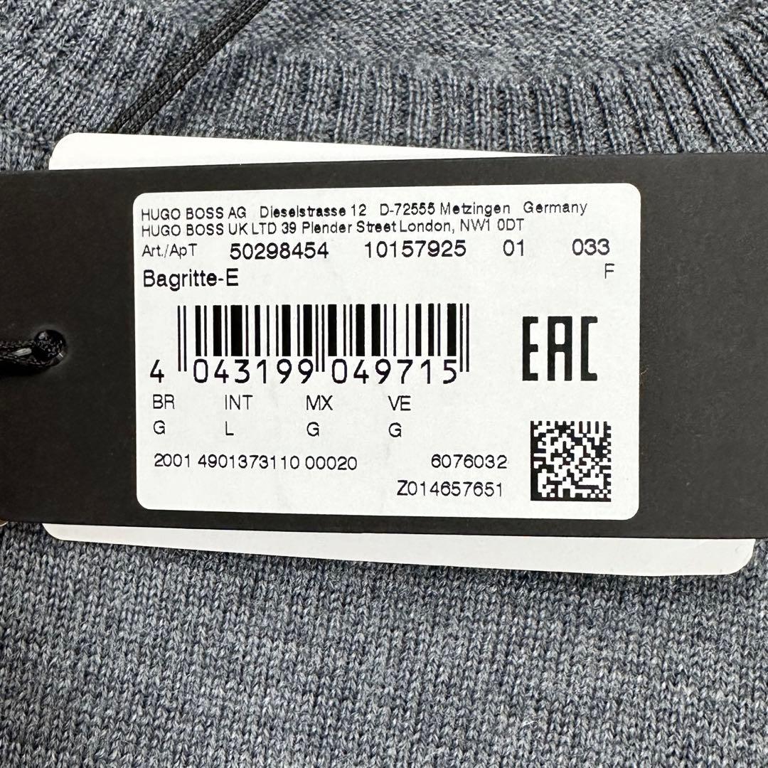 〈新品〉BOSS ボス【L】ウール100%クルーネックニット グレー